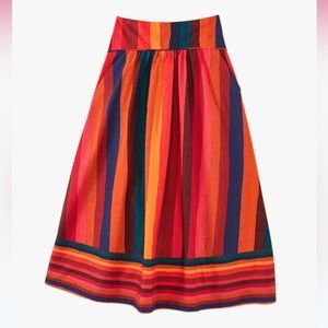 Banana Sky Stripes Organic Cotton Midi Skirt
